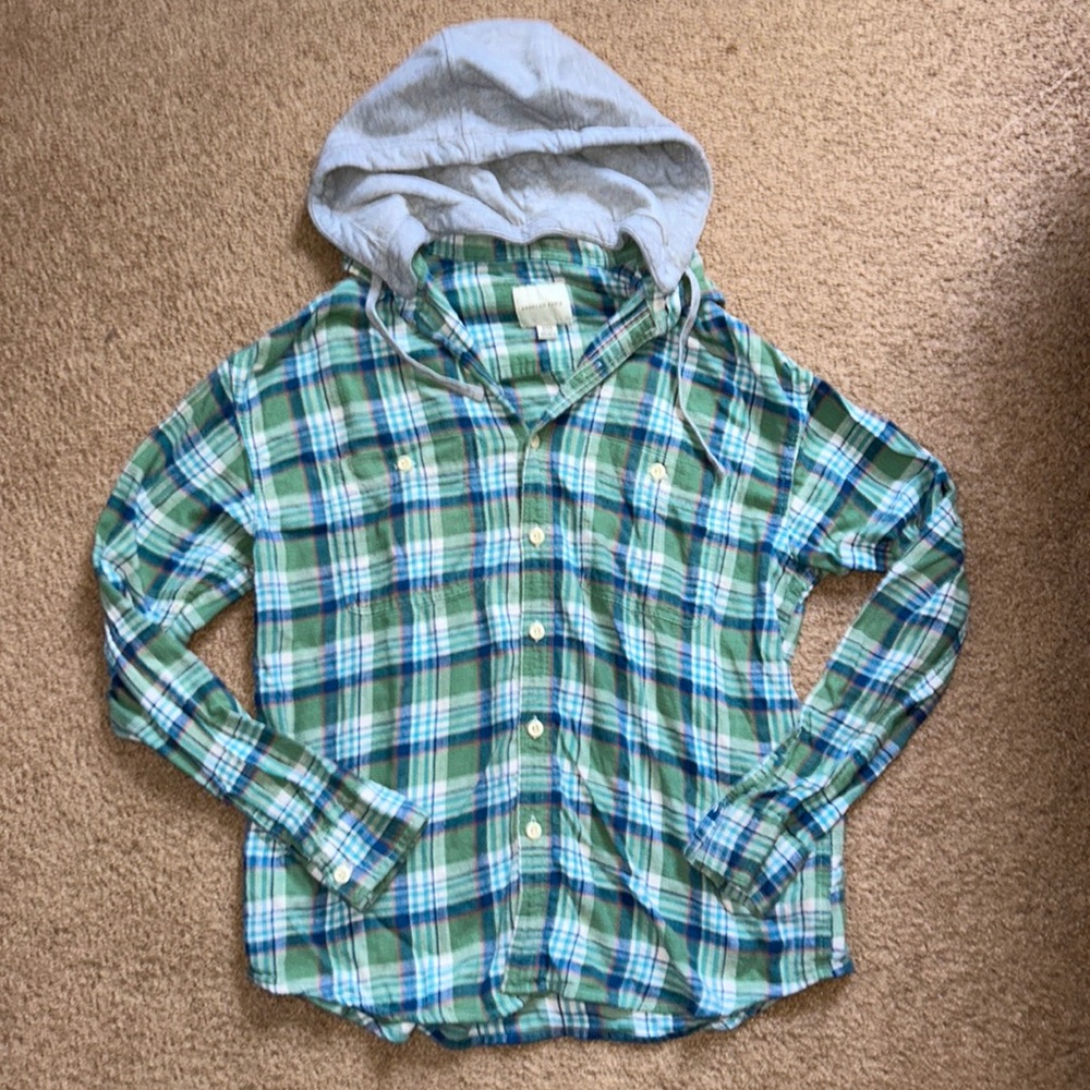 Men’s American eagle hooded plaid shirt